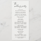 Moderne Minimal-Hochzeitsprogramme Programm (Rückseite)