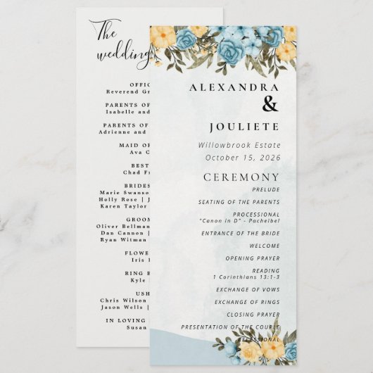 Moderne Minimal-Hochzeitsprogramme Programm (Vorne/Hinten)