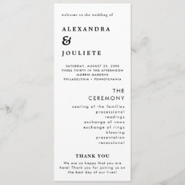 Moderne Minimal-Hochzeitsprogramme Programm