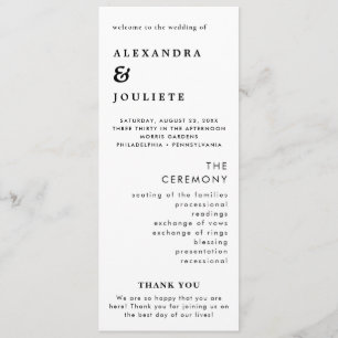 Moderne Minimal-Hochzeitsprogramme Programm