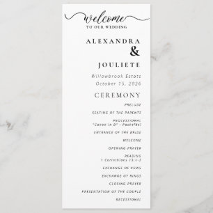 Moderne Minimal-Hochzeitsprogramme Programm