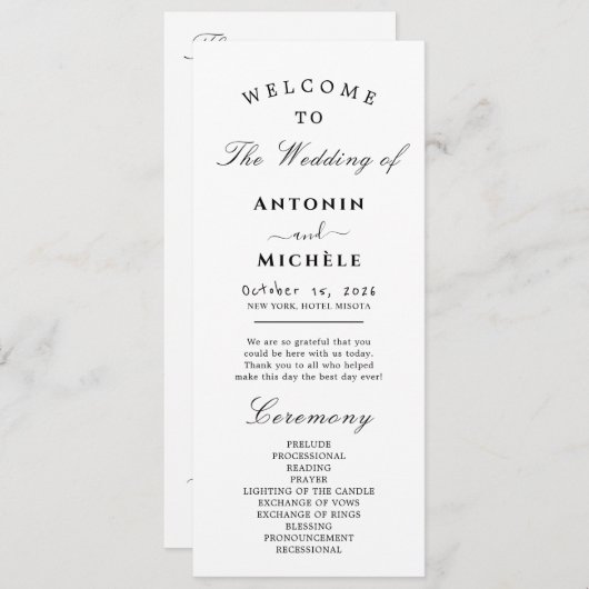 Moderne Minimal-Hochzeitsprogramme Programm (Vorne/Hinten)