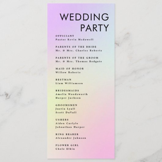 Moderne Minimal-Hochzeitsprogramme Programm (Rückseite)