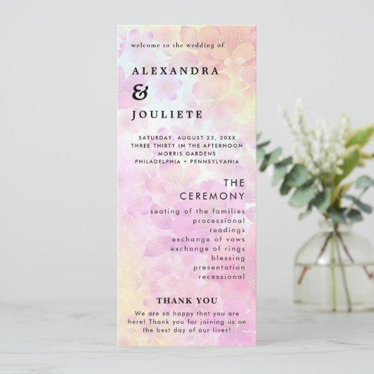 Moderne Minimal-Hochzeitsprogramme Programm (Stehend Vorderseite)