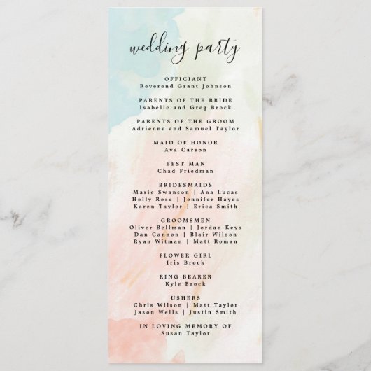 Moderne Minimal-Hochzeitsprogramme Programm (Rückseite)