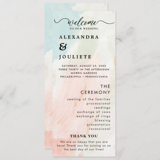 Moderne Minimal-Hochzeitsprogramme Programm (Vorne/Hinten)