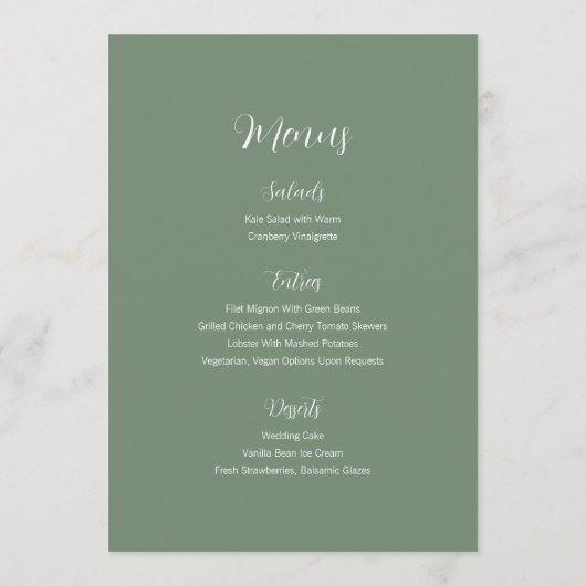 Moderne Minimal-Hochzeitstisch-Karte & Menüs Programm (Rückseite)