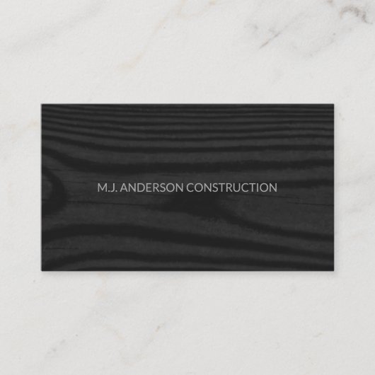 Moderne Minimal Imitate Holz Elegant Schwarz und W Visitenkarte (Vorderseite)