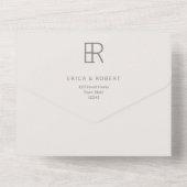 Moderne Minimal Interlocking Monogramm All In One Einladung (Rückseite)