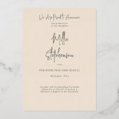 Moderne Minimal Ivory Foil Abschluss Ankündigung (Rückseite)