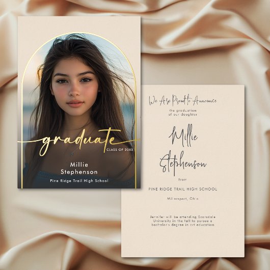 Moderne Minimal Ivory Foil Abschluss Ankündigung