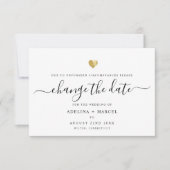 Moderne Minimal-Kalligrafie Gold ÄNDERN DAS DATUM Save The Date (Vorderseite)