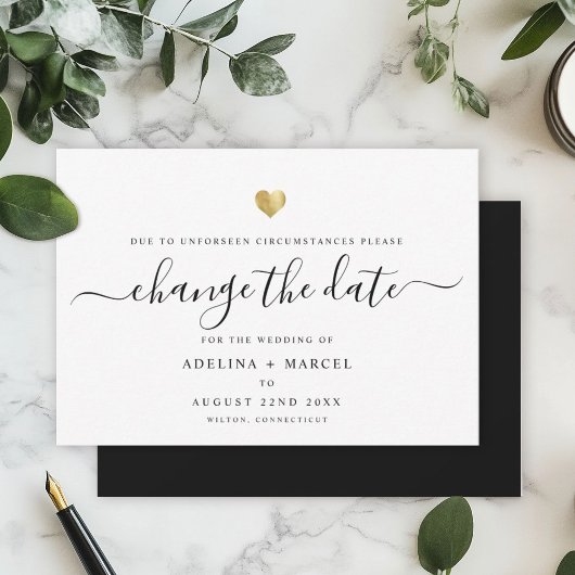 Moderne Minimal-Kalligrafie Gold ÄNDERN DAS DATUM Save The Date