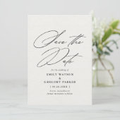 Moderne Minimal-Kalligrafie-Hochzeit Save The Date (Stehend Vorderseite)