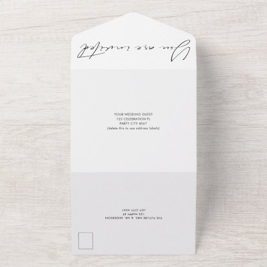 Moderne Minimal-Kalligrafie-Skriptereien All In One Einladung (Außenbereich)