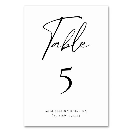 Moderne Minimal-Kalligrafie-Skriptereien Tischnummer (Vorderseite)