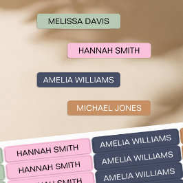 Moderne Minimal Kids Wasserdichte Namensschilder Etiketten