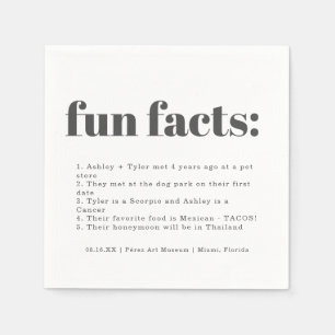 Moderne Minimal-Kohle Fun Facts Wedding Serviette