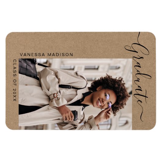 Moderne Minimal Kraft 1 Foto Grad Bekanntgabe Magnet (Horizontal)