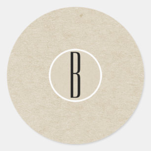Moderne Minimal Kraft Rustikale Monogramm-Hochzeit Runder Aufkleber