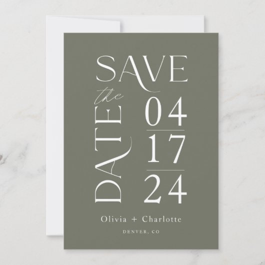 Moderne Minimal kühne Save the Date Typografie (Vorderseite)