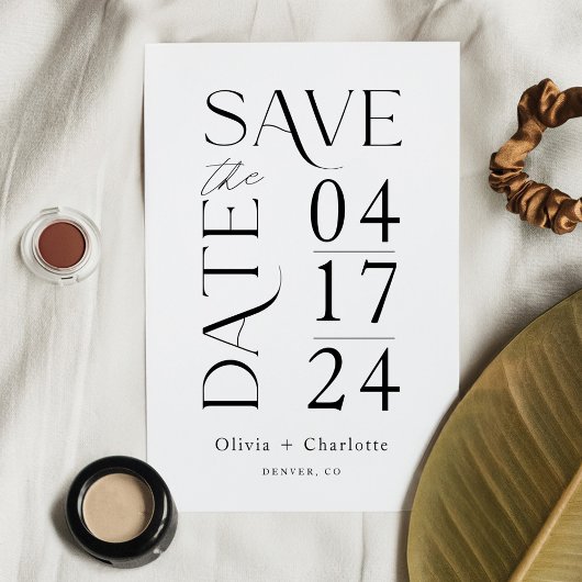 Moderne Minimal kühne Save the Date Typografie