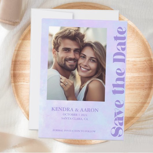 Moderne Minimal Lavendel Hochzeit retten den Termi Einladung