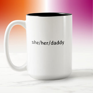 Moderne Minimal Lesbische Daddy Pronomen Zweifarbige Tasse