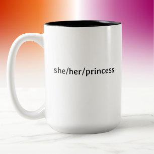 Moderne Minimal Lesbische Prinzessin Pronomen Zweifarbige Tasse