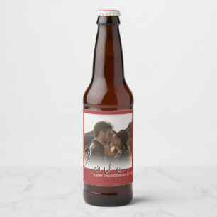 Moderne Minimal Liebe Foto Valentinstag Bierflaschenetikett