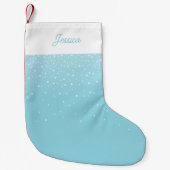 Moderne Minimal Light Pastel Blue Snowy Kleiner Weihnachtsstrumpf (Vorderseite)