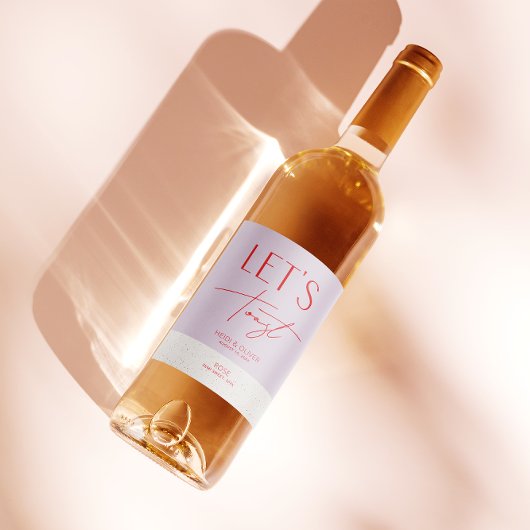 Moderne Minimal Lila Personalisierte Hochzeitsflas Weinetikett
