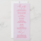 Moderne Minimal Lila- und Magenta-Hochzeitsprogram (Rückseite)