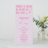 Moderne Minimal Lila- und Magenta-Hochzeitsprogram (Stehend Vorderseite)