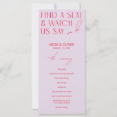 Moderne Minimal Lila- und Magenta-Hochzeitsprogram (Vorderseite)