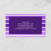 Moderne Minimal Lila White Stripes Business Card Visitenkarte (Rückseite)