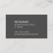 Moderne Minimal Logo Küche Business & Restaurant Visitenkarte (Rückseite)