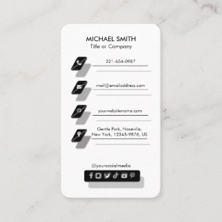 Moderne Minimal-Logo Social Media Icons Chic Visitenkarte
