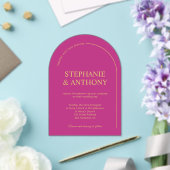 Moderne Minimal Magenta mit Arch Wedding Acryleinladungen (Insitu (Hochzeit))
