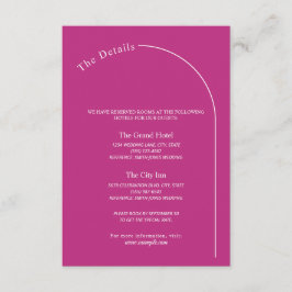 Moderne Minimal Magenta mit Arch Wedding Begleitkarte