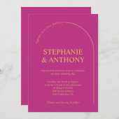 Moderne Minimal Magenta mit Arch Wedding Einladung (Vorne/Hinten)