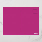 Moderne Minimal Magenta mit Arch Wedding Folie Einladungspostkarte (Rückseite)