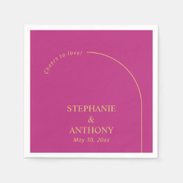Moderne Minimal Magenta mit Arch Wedding Serviette