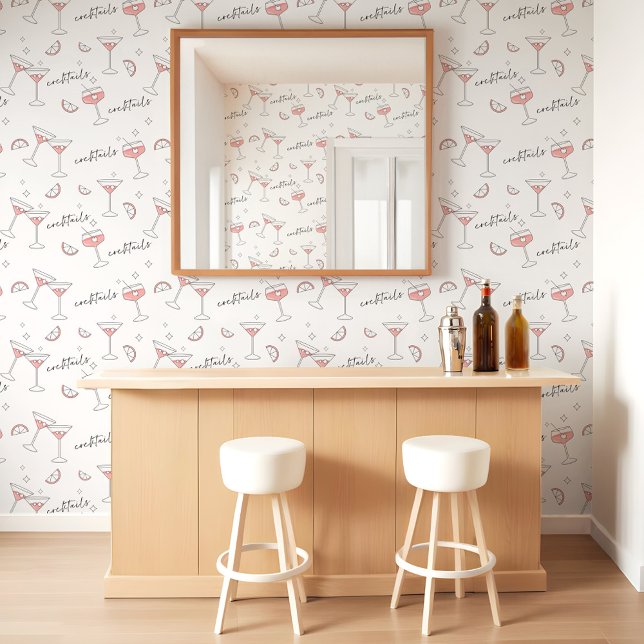 Moderne Minimal Martini Cocktails Lemon Slice Retr Tapete (Modern Minimal Martini Cocktails Lemon Slice Retro Wallpaper)