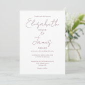moderne Minimal Mauve Elegante Script Wedding Einladung (Stehend Vorderseite)