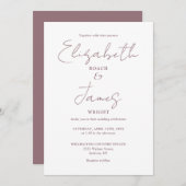 moderne Minimal Mauve Elegante Script Wedding Einladung (Vorne/Hinten)