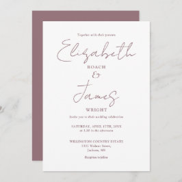 moderne Minimal Mauve Elegante Script Wedding Einladung