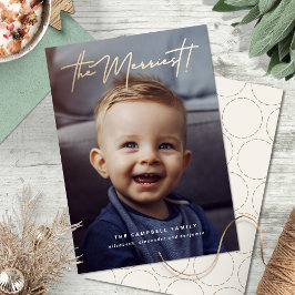 Moderne Minimal Merriest Gold Holiday Foto Card Feiertagskarte
