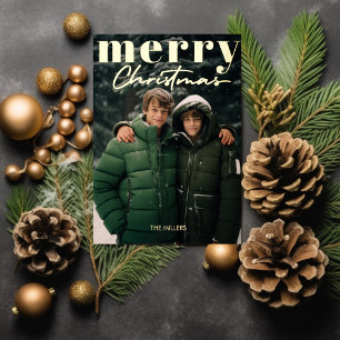 Moderne Minimal Merry Christmas 1 Foto Elegant Folien Feiertagspostkarte