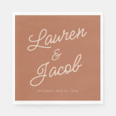 Moderne Minimal Minimalistisch Brown Boho Hochzeit Serviette (Vorderseite)